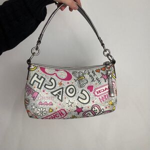 Coach Poppy Vintage Y2K Silver and Pink Shoulder Bag
